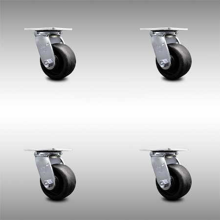 Service Caster 4 Inch SS Glass Filled Nylon Swivel Caster Set with Roller Bearing and Swivel Lock SCC-SS30S420-GFNR-BSL-4